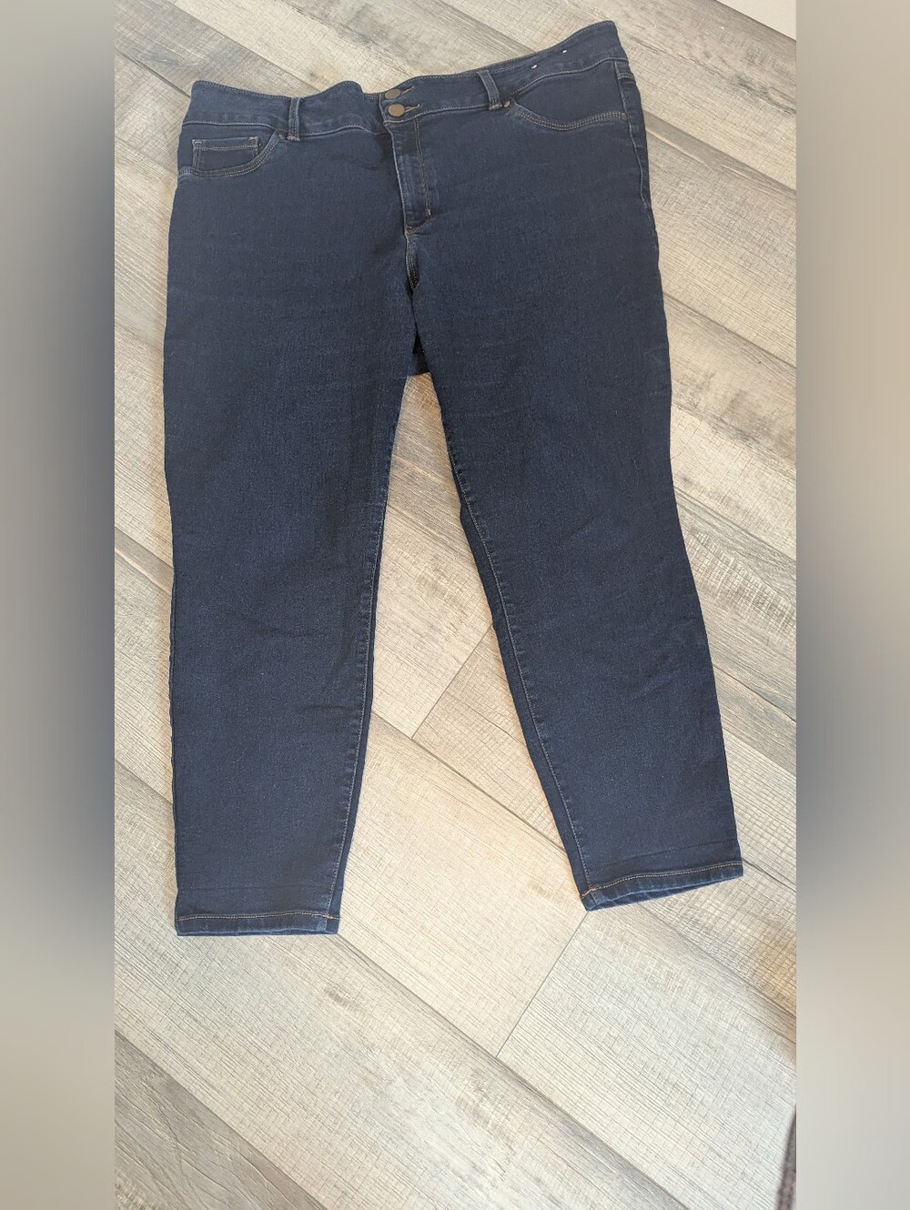 d.jeans Dark Wash Double Button Stretch Skinny Ankle Jeans | Size 20W